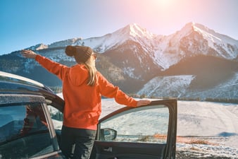 Woman Adventuring in Mountains